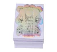 Bamjour 100 Pcs Nail Extension Forms, Thickened PVC Holographic Self Adhesive Clear Alignment Lines, with Enhanced Durability for Gel Nail Extensions