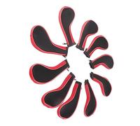 Bamjour 10pcs Neoprene Club Head Covers Set Protector Case for Drivers and Putters - Accessory (Red)