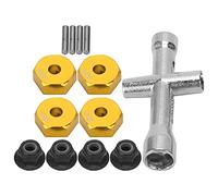 Bamjour 12mm Wheel Hex Adapter Set, 5mm Thickness Hex Adapter Wrench for /10 RC Car, Non-Slip Nut Set (Gold（Warm White Light 3000K))