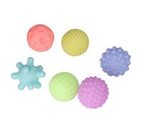Bamjour 6pcs Textured Set - Soft Elastic Multicolor Sensory Balls for Infants and Toddlers - Ideal for Grasp Training and Parent- Interaction (Warm Color)