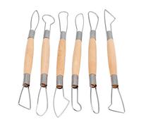 Bamjour Clay Tools, 6pcs Clay Sculpting Tools, Wooden Handle Ribbon Double Sided Pottery Trimming Sculpting Double Ended Carving for Smoothing, Sculpture Making