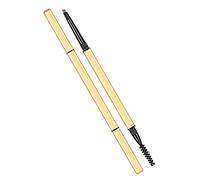 Bamjour Double Headed Cosmetic Eyebrow Pencil for Lasting No Smudge Makeup - Small Triangular Pen with Spiral Brush for Precise Eyebrow Shaping (Light Coffee Color)