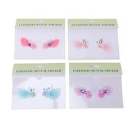 Bamjour Eye Jewels Rhinestones Stick On Glitter Face Decals 4 Sheet Wing Eye Makeup Stickers with Acrylic Jewels for Festival Stage Party
