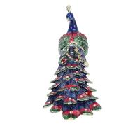 Bamjour Hand Painted Enameled Peacock Box Rhinestone Jewelry Trinket Box Decorative Alloy Storage with Secure Closure for Home Vanity Travel Gift (Peacock)