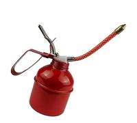 Bamjour Iron Red Lever Manual Oiler Can with Flexible Hose for Efficient Lubrication - Oil Can Pump for Machinery, Vehicles & Household Maintenance (400ml)