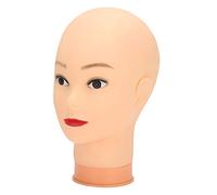 Bamjour Mannequin Head For Wigs, PVC Material Wig Head Stand, Bald Mannequin with Support Bracket Hole For Makeup Training, Pink Base For Displaying (With makeup)