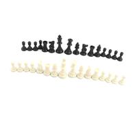 Bamjour Plastic Chessmen Set - Complete International Chess Game - Black & White Eco-Friendly Chessmen - Portable Size for Easy Carrying - Fine Craftsmanship & Noise-Reduction Features (Large king