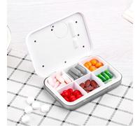 Bamjour Portable Box, 6 Compartments Electronic Organizer with Timer and 5 Alarms for Medication Storage and Reminder (Grey)