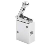 Bamjour Roller Type Pneumatic Mechanical Valve, 2 Position 3 Way Pt 1/4 Thread Roller Type Mechanical Pneumatic Valve, with Lever for Air Pressure Systems