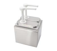 Bamjour Sauce Dispenser, 35ml Well Constructed Plastic and Stainless Steel Syrup Pump with Base Coffee Syrup Dispenser for Ketchup, Mustard, Honey, Milk, Bechamel, Chocolate, Edible Oil, (1L Double