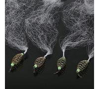 Bamjour Throw Net For Fishing Bait, 4pcs Copper Spring Fishing Net Trap with Luminous Beads Accessories Drop For Pier For Night (8 mesh)