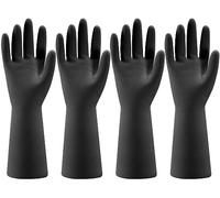 Bamllum 4 Pairs Rubber Kitchen Dishwashing Gloves - Reusable Household Cleaning Gloves for Dishwashing and Cleaning Tasks, Flexible, Durable and Non-Slip (Medium) (Black)