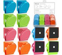 BamLue 12 Pieces Fridge Magnet Clips Plastic Box, Refrigerator Whiteboard Wall Fridge Memo Note Paper Clips, Heavy Duty Metal Magnetic Clip for Photos, Pictures, Papers on Home & Office & Teaching