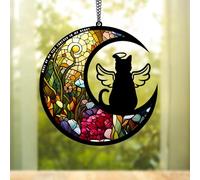 BamLue Cat Memorial Suncatcher for Windows Memorial Ornament, Pet Sympathy Gift to Memorialize The Loss, Angel Cat Sun Catchers with Personalized Decorations in Loving Memory for Loss Cat