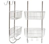 Bamodi Shower Caddy Hanging - 2-Tier Over Door Shower Basket Chrome-Plated - No Drilling Required - Fits Screens up to 2 cm - Hangable Shower Rack with 2 Towel Hooks (70 x 19 x 18.5 cm)