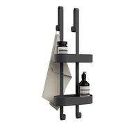 Bamodi Shower Caddy - Plastic - 2 Tier - Height Adjustable Door Shower Caddy - Scratch Free - Shower Hanger Organizer - No Rust - Plenty of Storage Space Bathroom Caddy Organizer - Black