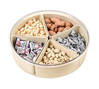 Bamɓoo Food Tray | 5 Compartment Snack Container with Lid, dryfruit Serving Tray | for Living Room Coffee Table Movie Night Party Outdoor Picnic