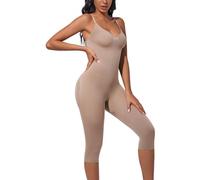 BampooPanPa Tummy Control Full Body Shapewear for Women, One Piece Capri Shapewear Bodysuits for Women Faja Body Shaper, Sienna, Large