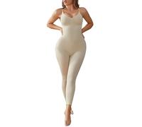 BampooPanPa Unitard Jumpsuits for Women Tummy Control Capri Bodysuits Cropped Yoga Body Suit Compression Jumpsuits, Nude, X--Large