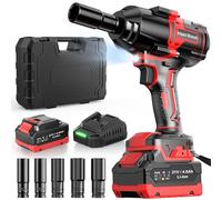 Bamse Cordless Impact Wrench, 1/2" Brushless Power Impact Gun 21V, 738Ft-lbs(1000N.m) High Torque Electric Impact Gun with Battery 4000mAh,Fast Charger & 5 Sockets,Power Impact Driver for Car and Home