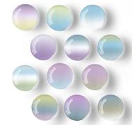 Bamsod 12 PCS Glass Strong Refrigerator Magnets, Pattern Series Magnets Whiteboard Magnets Glass Fridge Magnets for Office Cabinets Round Fridge Stickers Home Kitchen Décor (Purple)