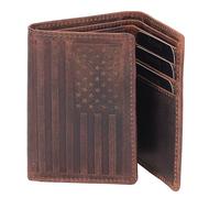 Bamsu USA Flag Trifold Wallet for Men - Full Grain Leather American Flag Wallet, Handcrafted RFID Blocking Patriotic Wallet, Tri-Fold Leather Wallet, Gifts for Him