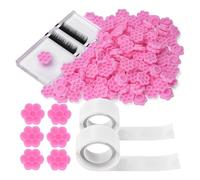 BAMTTOO 100pcs Lash Glue Flower Cup with Tape Lash Extension Glue Ring Eyebrow Tattoo Glue Holder Crystal Eyelash Glue Pallet False Lash Glue Holder for Women Girls Eyelash Extension Supply