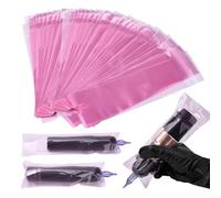 BAMTTOO 200pcs Tattoo Machine Covers Large Self Sealing Tattoo Pen Covers 2.5x8.6inch Disposable Cartridge Tattoo Machine Sleeves Bags Tattoo Supplies (Pink, 200pcs Bags)