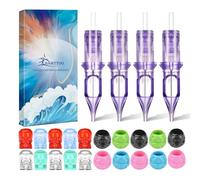 BAMTTOO 20pcs Tattoo Cartridge Needles Assorted Mixed Size Round Liner Shader Disposable Needles for Pen Machine with 20pcs Ink Caps(Purple3579RL)