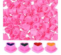 BAMTTOO Disposable Tattoo Ink Caps 200pcs Heart Tattoo Pigment Cups Plastic Ink Caps for Tattooing Makeup Ink Holder Tattoo Supplies