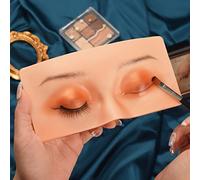 BAMTTOO Makeup Practice Face Silicone Makeup Practice Board Face Eyes Permanent Cosmetic Makeup Training for Makeup Artists and Beginners with Makeup Brushes (Type 2)