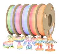 BAMTTOO Silk PLA 3D Printer Filament Bundle Rainbow Color Filament 1.75mm Pack 0.25kg Per Spool 5 Pack 5 Colors Fit Most 3D Printers