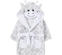 Bamu Baby Town Boys Girls Infants Unisex Soft Plush Fleece Hooded Bath Robe Dressing Gown Sizes 6-24 Months 2-6 Years (18-24 Months, Giraffe)