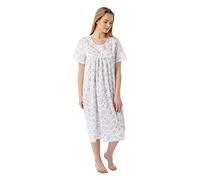 Bamu Marlon Ladies Women’s Knee Length Night Shirt Nightie Loungewear Nightshirt Nightdress Night Gown (16-18, Short Sleeve Lilac Sprig)