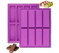 Bamutu 2PCS Chocolate Bar Moulds Large Rectangle Silicone Granola Bars Moulds,Cereal Bar Molds Energy Bar Maker Mould for Baking Bread Brownie Cheesecake Butter Soap (8 Cavity)