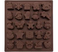 BAMUTU 2PCS Christmas Chocolate Mould Set - 25-Cavity Silicone Mould for Biscuits, Jelly, & Festive Baking, Non-Stick DIY Candy Tray with Christmas Themed Snowman/Tree/Snowflake Designs (Food Safe)