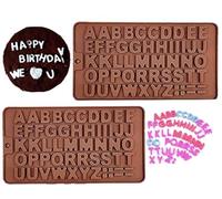 BAMUTU Alphabet Chocolate Mould 2 Pack Letter Silicone Mold for Cake Decorations, Candy & Sweets, Non-Stick Baking Tray for DIY Desserts, Ice Cubes, Kids Party (A-Z, Food Grade,)