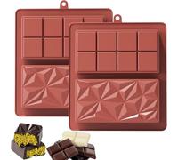 Bamutu Deep Chocolate Bar Mould 2 PCS Deep Chocolate Bar Moulds Heat-Resistant Non-Stick Moulds for Homemade Chocolate Bars Energy Protein Bars Keto Snacks Suitable for Oven Freezer Dishwasher