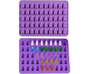 Bamutu Gummy Bear Candy Mold Mini Bear Silicone Mold 2 Pack-50 Cavities Non Stick Jelly Bear Food Grade Moulds Wax Melt Silicone Mold