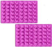 BAMUTU Mini Dinosaur Chocolate Mould 2PCS 48 Cavity Silicone Mold Set for Candy Sweets Jelly Gummy Wax Melts, Non-Stick Reusable Baking Tool