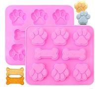 BAMUTU Paw & Bone Silicone Mould 2-Pack - 8-Cavity Pet-Themed Chocolate, Gummy & Biscuit Moulds | Food-Grade, BPA-Free, Dishwasher Safe | Dog Lover Gifts (4.5cm-6 cm Treat Size)