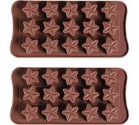 BAMUTU Star Shaped Silicone Chocolate Mould 2 PCS 15-Cavity Candy Mould Ice Cube Tray Non Stick Silicone Mould for Gummy Dessert Jelly