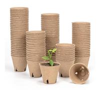 Bamworld 100 Pcs Nursery Pots with Drainage, 8cm Biodegradable Seed & Seedling Pots for Plant Propagation and Seed Starting, Eco Friendly
