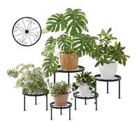 Bamworld 5-Pack Metal Plant Stands Indoor Outdoor, Heavy Duty Flower Pot Stands for Multiple Plants, Anti-Rust Iron Plant Rack for Patio Garden Balcony Living Room Bedroom