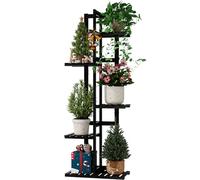 Bamworld 5 Tier Bamboo Plant Stand Indoor, Corner Plant Shelf for Multiple Plants, Small Tiered Flower Stand for Window Garden Balcony Home Decor Living Room Bedroom(Black)
