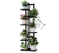 Bamworld 6 Tier Bamboo Plant Stand Indoor, Corner Plant Shelf for Multiple Plants, Small Tiered Flower Stand for Window Garden Balcony Home Decor Living Room Bedroom(Black)