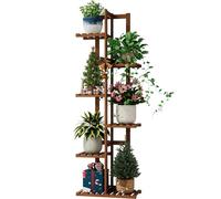 Bamworld 6 Tier Bamboo Plant Stand Indoor, Corner Plant Shelf for Multiple Plants, Small Tiered Flower Stand for Window Garden Balcony Home Decor Living Room Bedroom(Tea Brown)