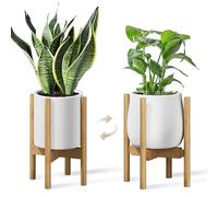 Bamworld Adjustable Plant Stand Indoor, Bamboo Plant Holder 8 to 12 Inches, Small Corner Planter Stand for Indoor Plants, Single Floor Plant Stand for Living Room Balcony Bedroom（Natural）