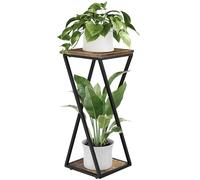 Bamworld Corner Plant Stand Indoor Small Plant Shelf 2 Tier Flower Stand Wood Plant Table Metal Plant Rack for Multiple Plant Heavy Duty Flower Pot Stand for Living Room Bedroom Balcony Garden Patio