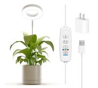 Bamworld Grow Light for Indoor Plants, Ring LED Full Spectrum Lamp 380-800nm, Adjustable Height Pot Insert, USB Powered, IP54 Waterproof [Energy Class A]
